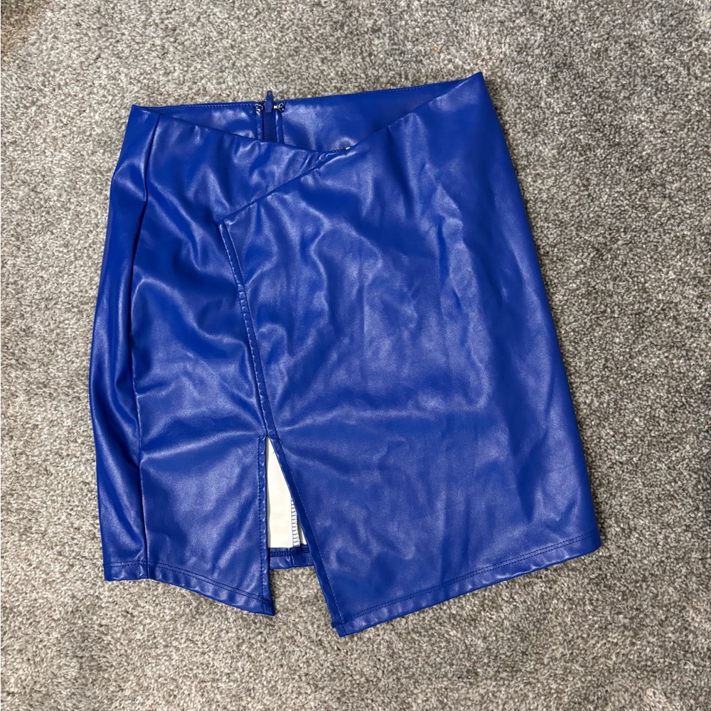 Windsor Vibrant Blue Faux Leather Skirt